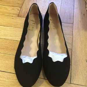 French Sole Jigsaw Black Suede Flats. Brand New